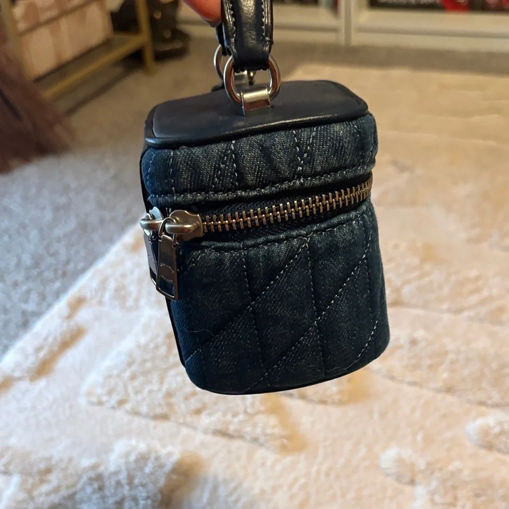 COACH Quilted Denim Mini Top-Handle Bag in Dark Blue - Picture 3 of 5